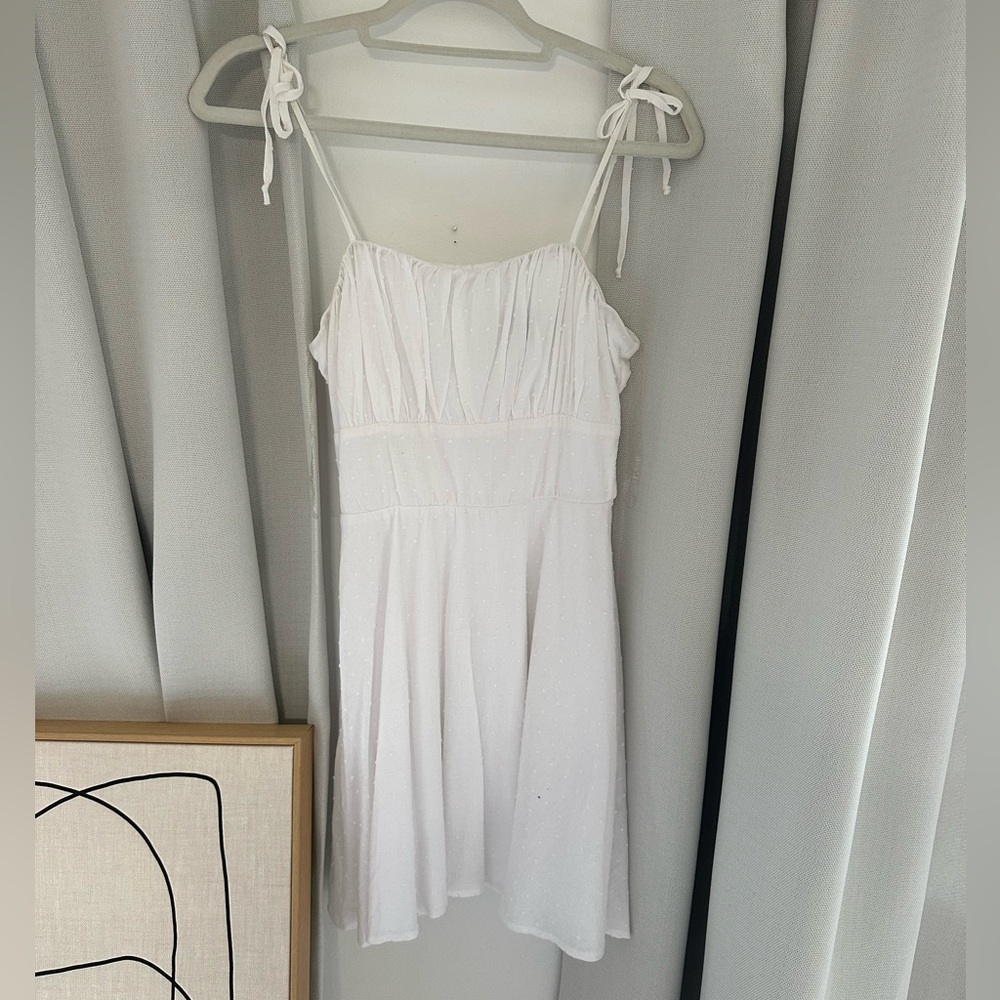 White Sleeveless Dress with Tie Straps
